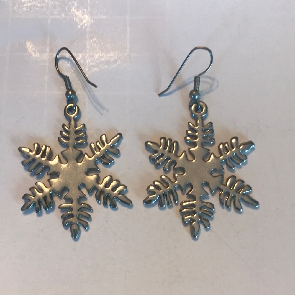 Silver snowflake earrings pierced